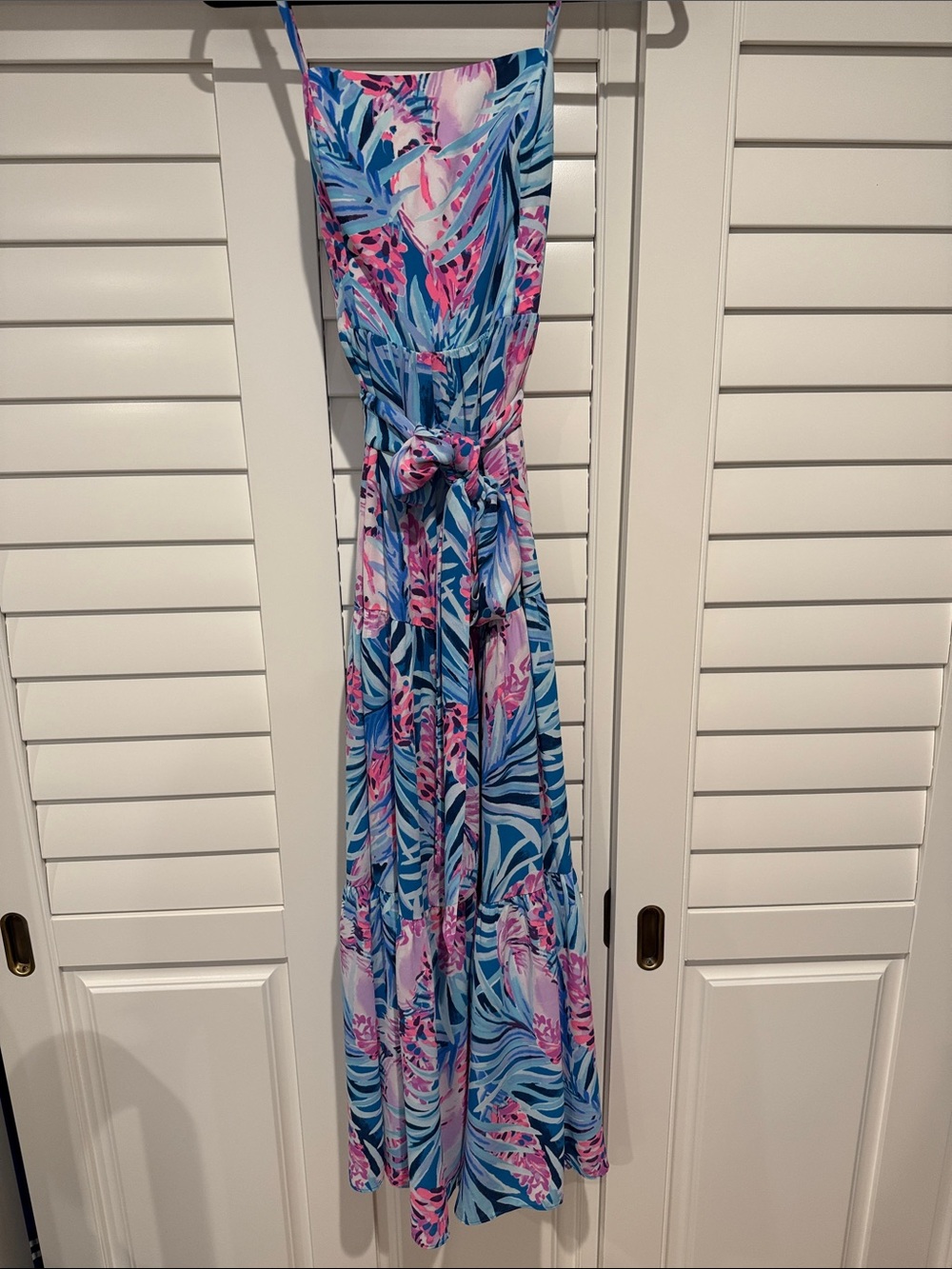 Lilly Pulitzer Blue & Pink Tropical Print Maxi Dress